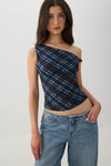 Camisole en maille asymétrique à carreaux