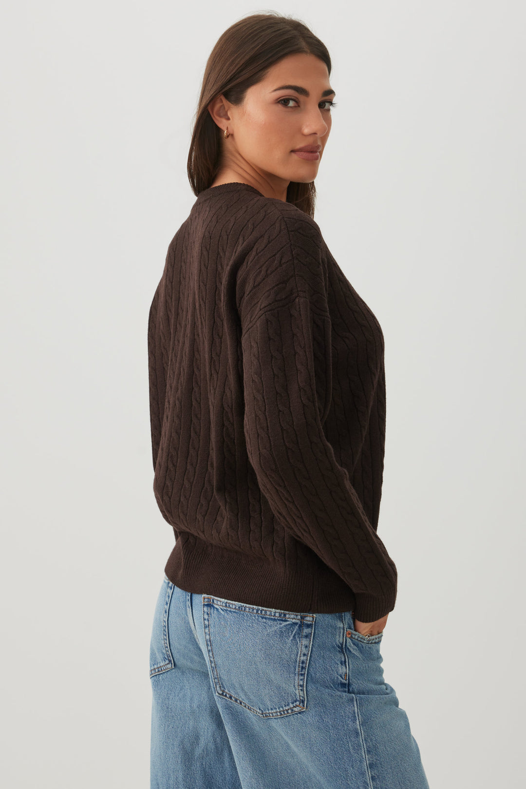 Cable Knit Crew Neck Sweater