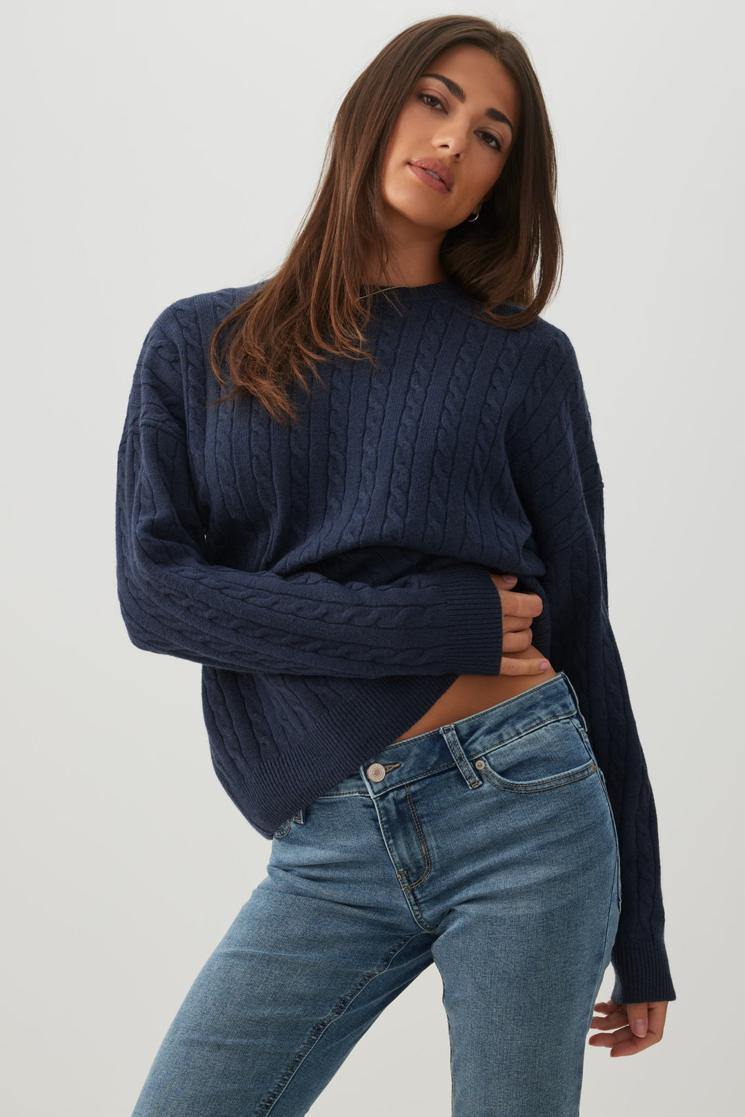 Cable Knit Crew Neck Sweater
