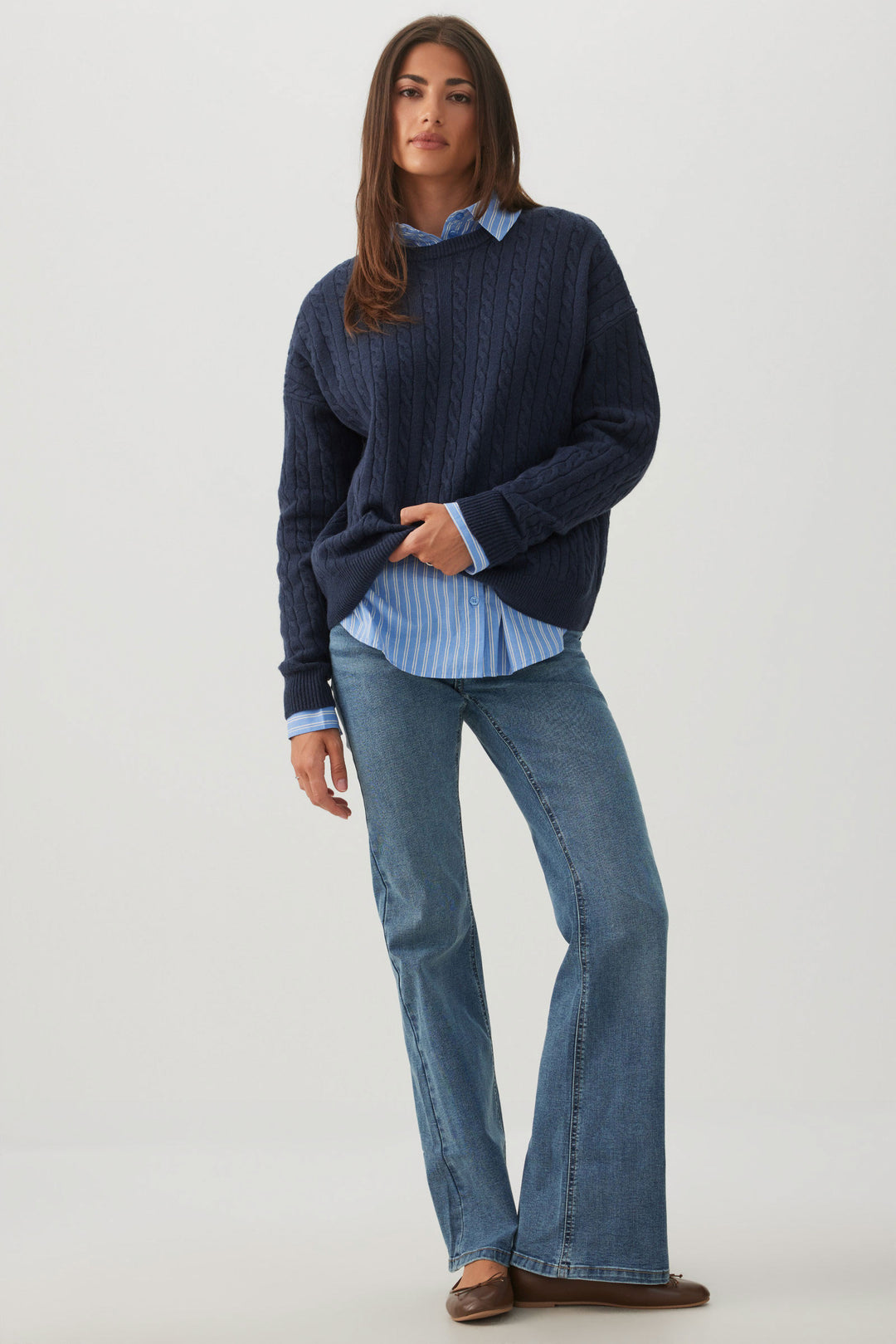 Cable Knit Crew Neck Sweater