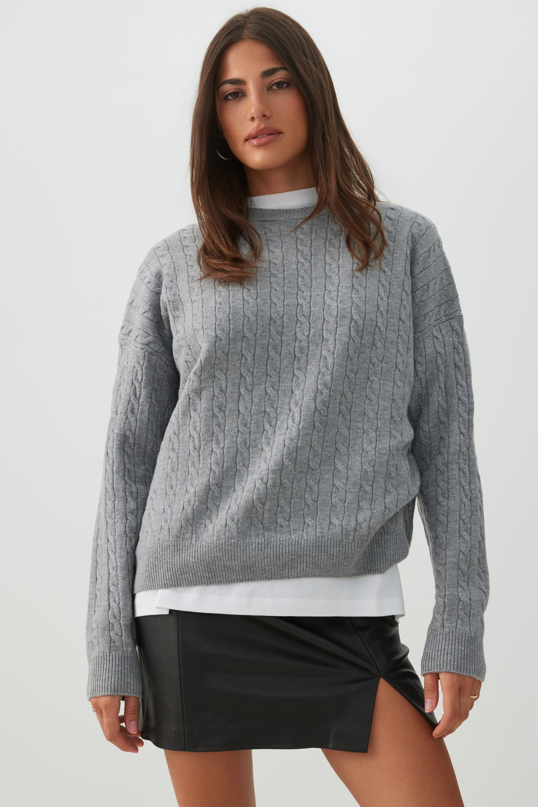 Cable Knit Crew Neck Sweater
