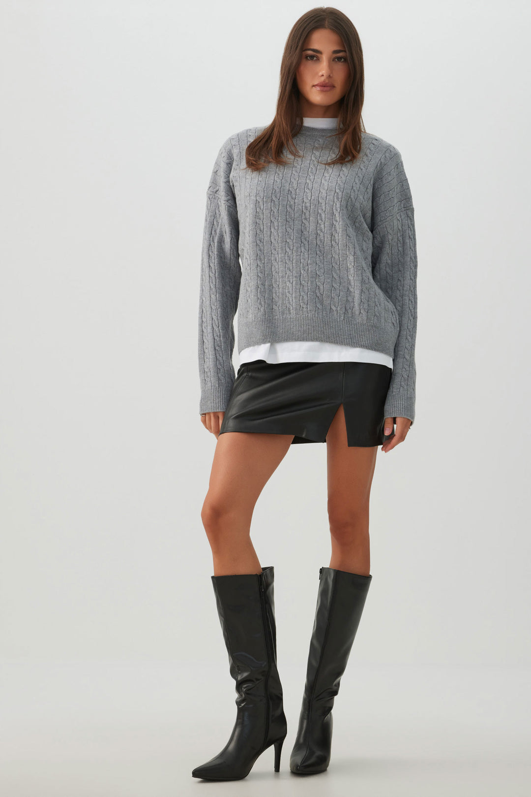 Cable Knit Crew Neck Sweater