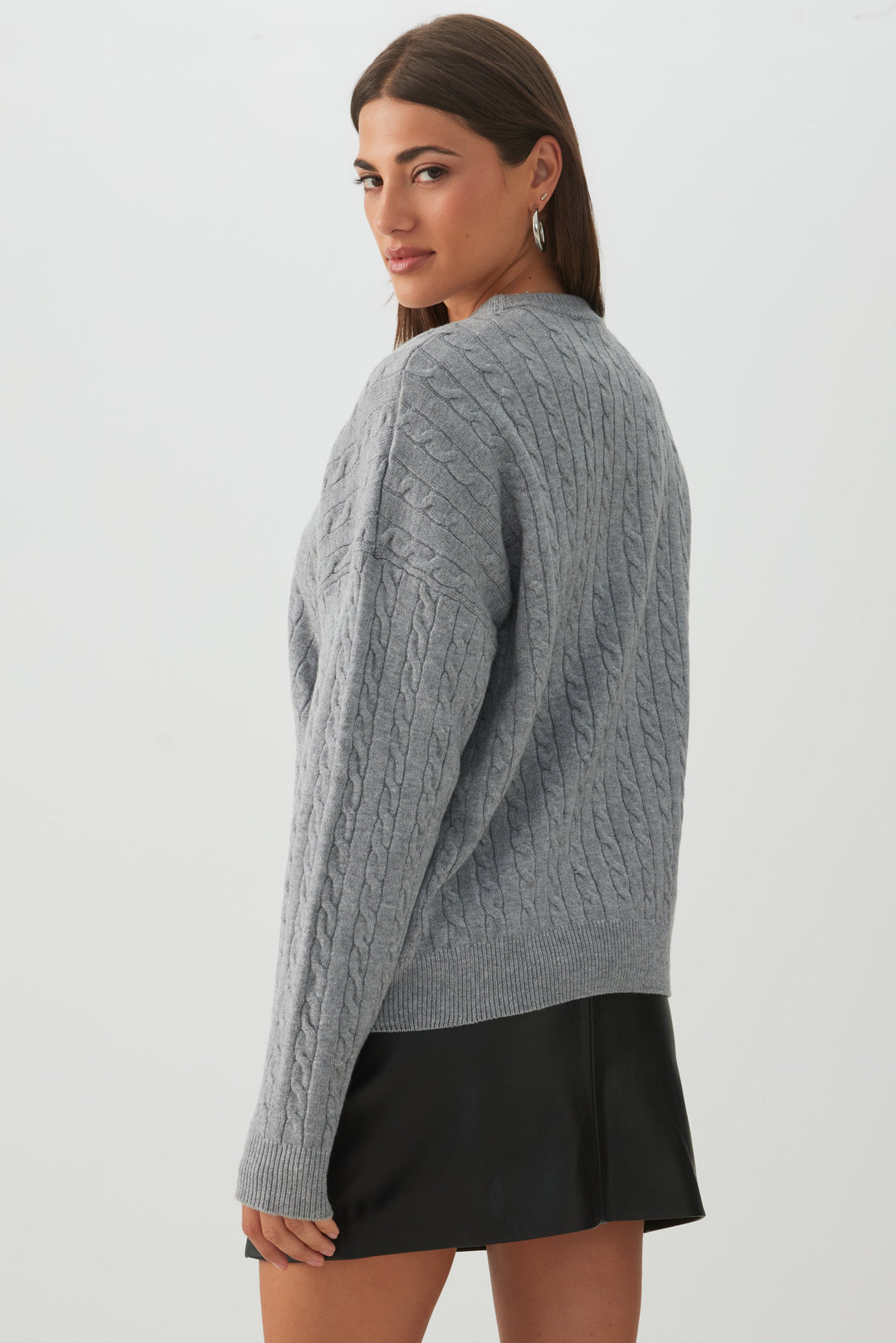 Cable Knit Crew Neck Sweater