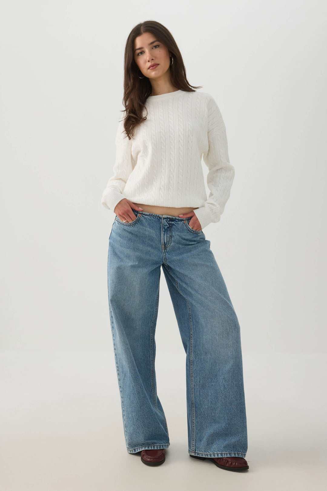 Cable Knit Crew Neck Sweater