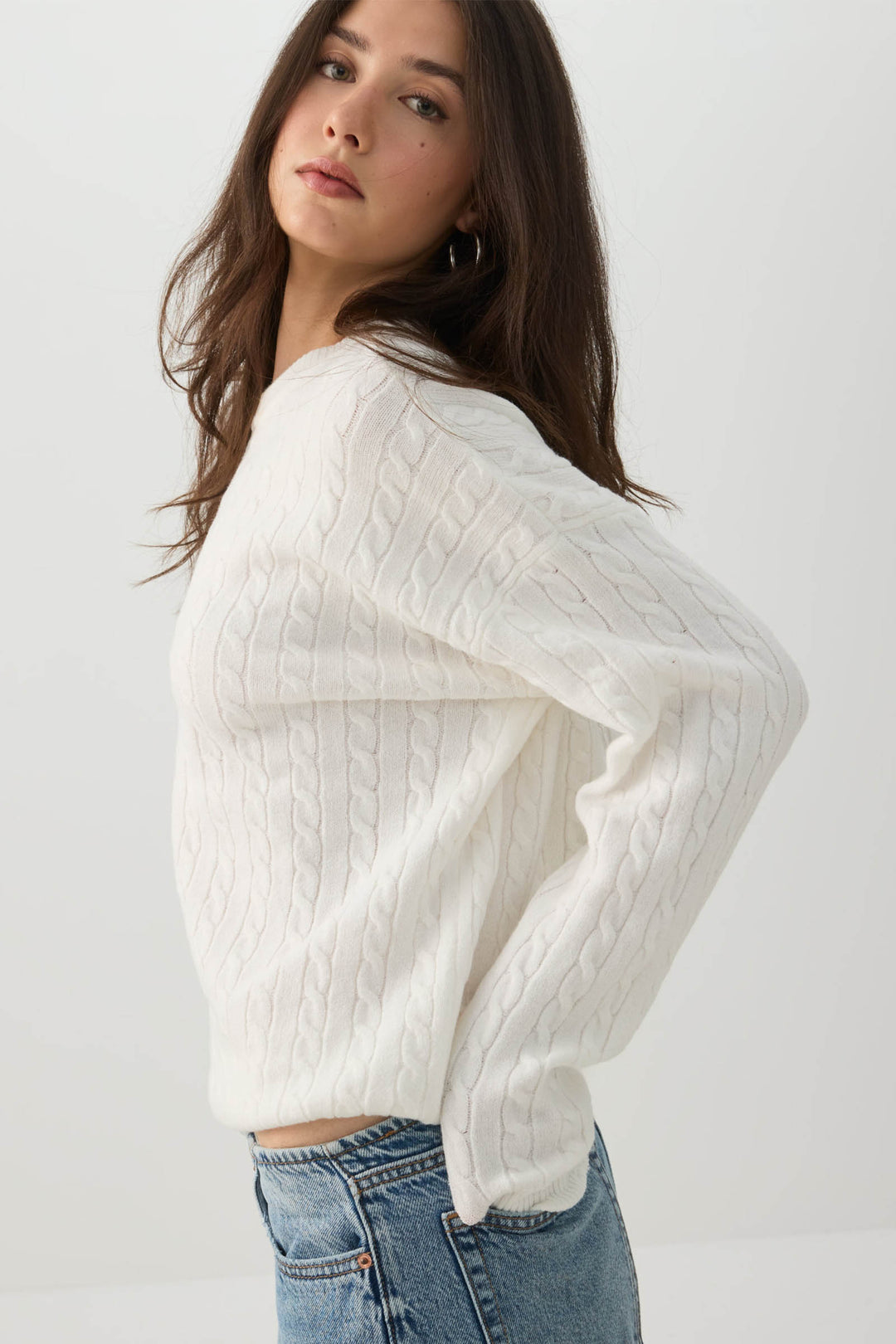 Cable Knit Crew Neck Sweater