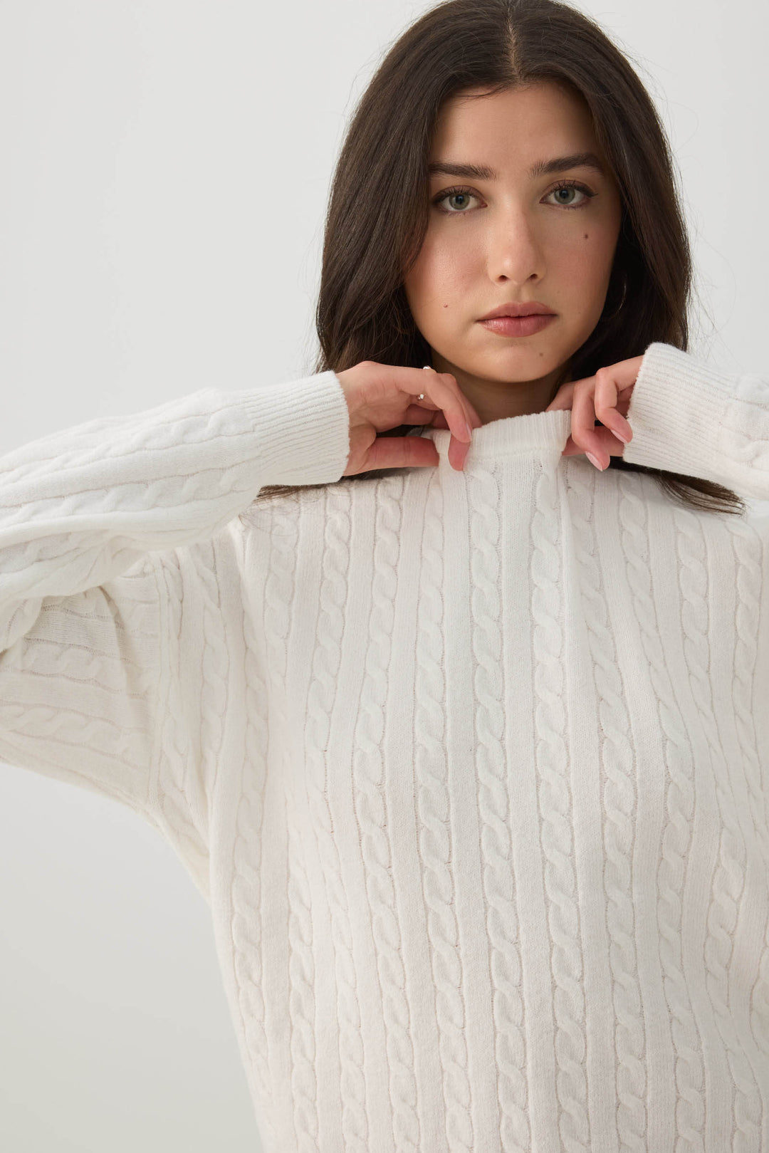 Cable Knit Crew Neck Sweater