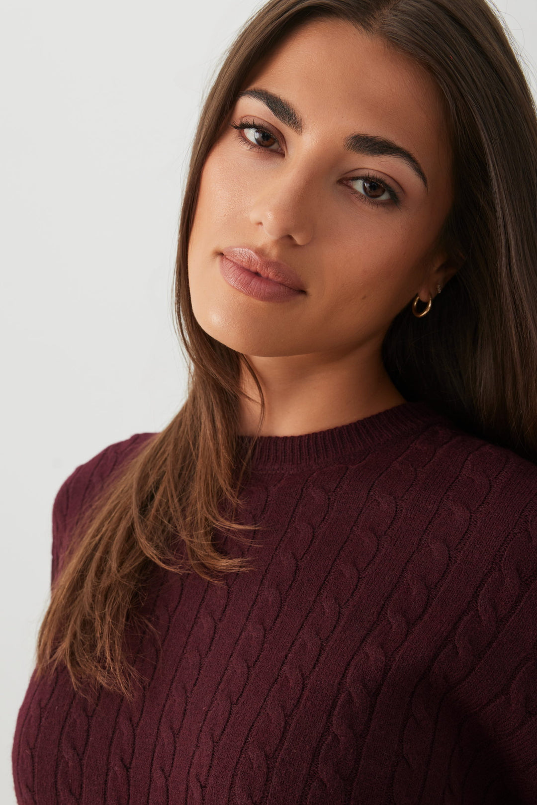 Cable Knit Crew Neck Sweater