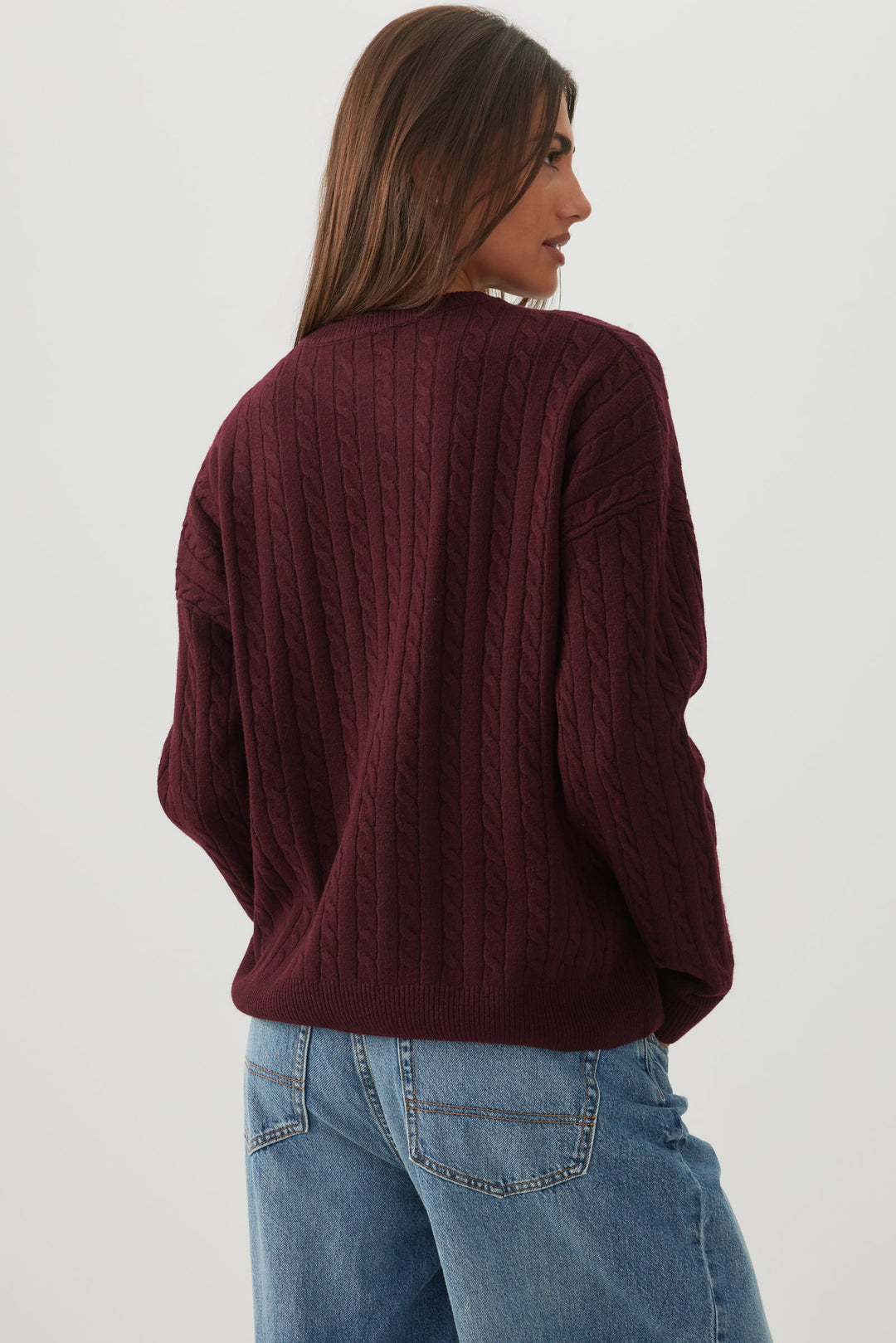 Cable Knit Crew Neck Sweater