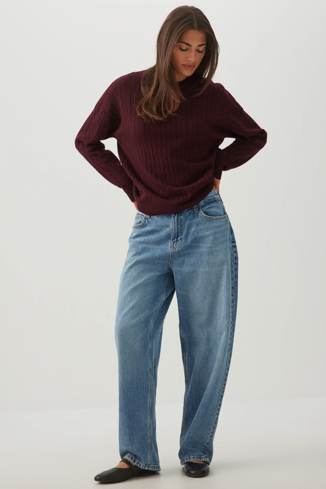 Cable Knit Crew Neck Sweater