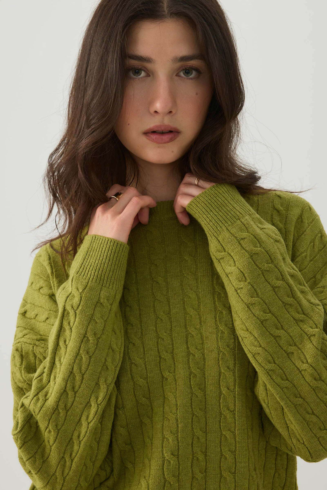 Cable Knit Crew Neck Sweater