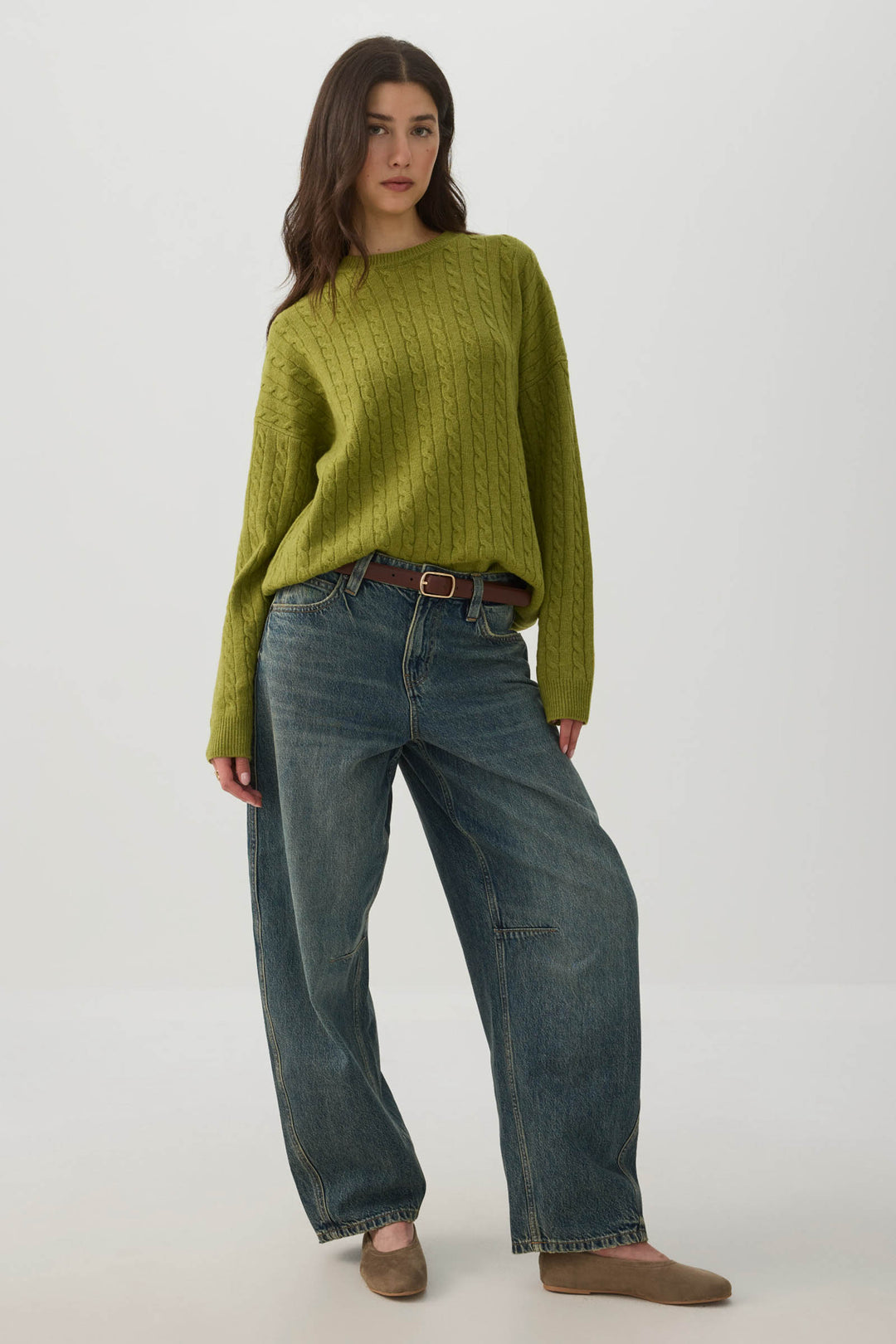 Cable Knit Crew Neck Sweater