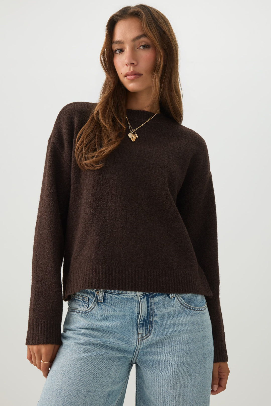 Cropped Crew Neck Sweater