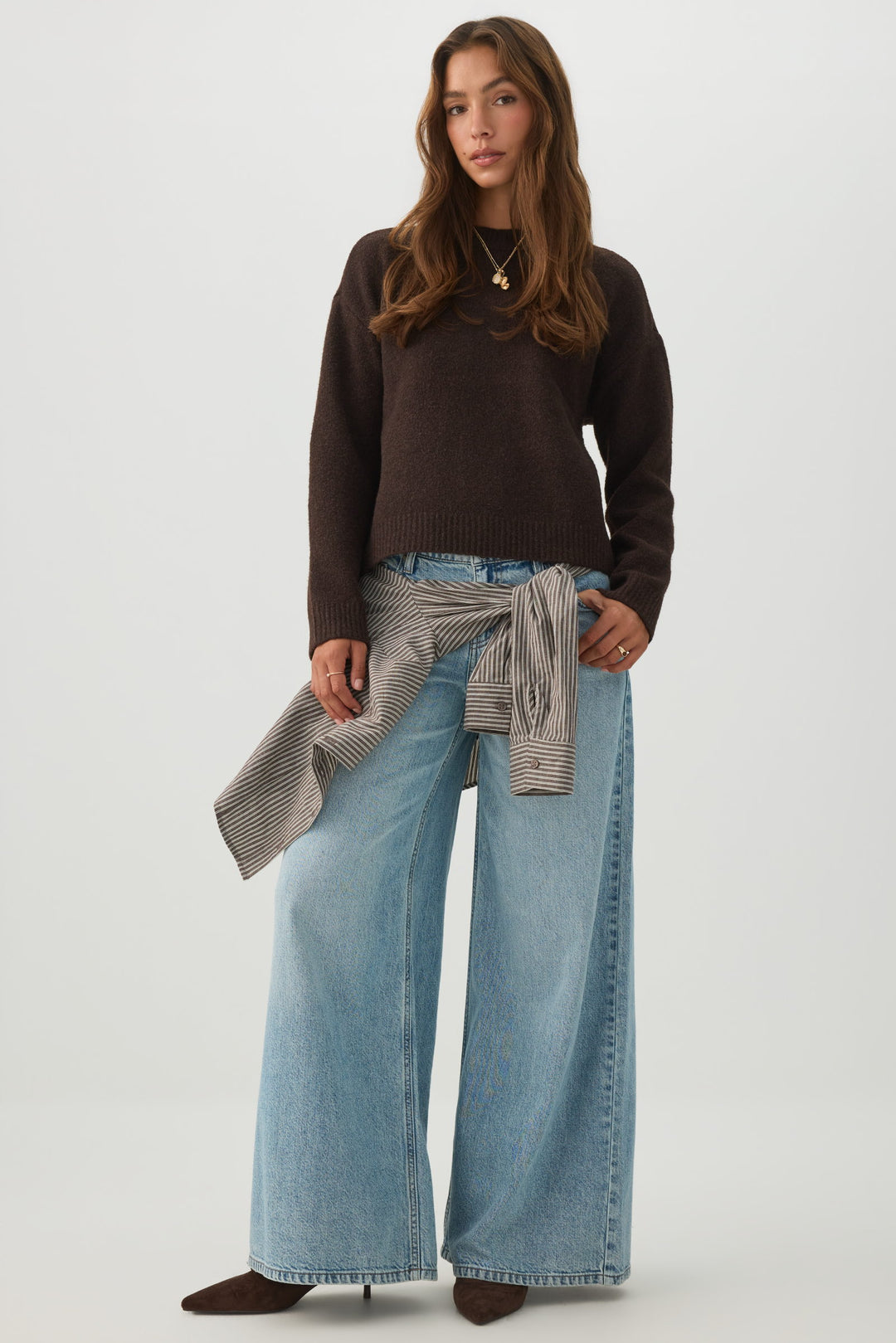 Cropped Crew Neck Sweater