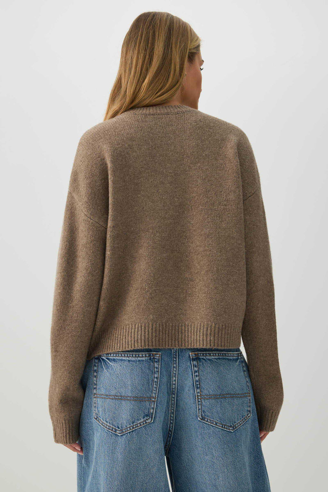 Cropped Crew Neck Sweater