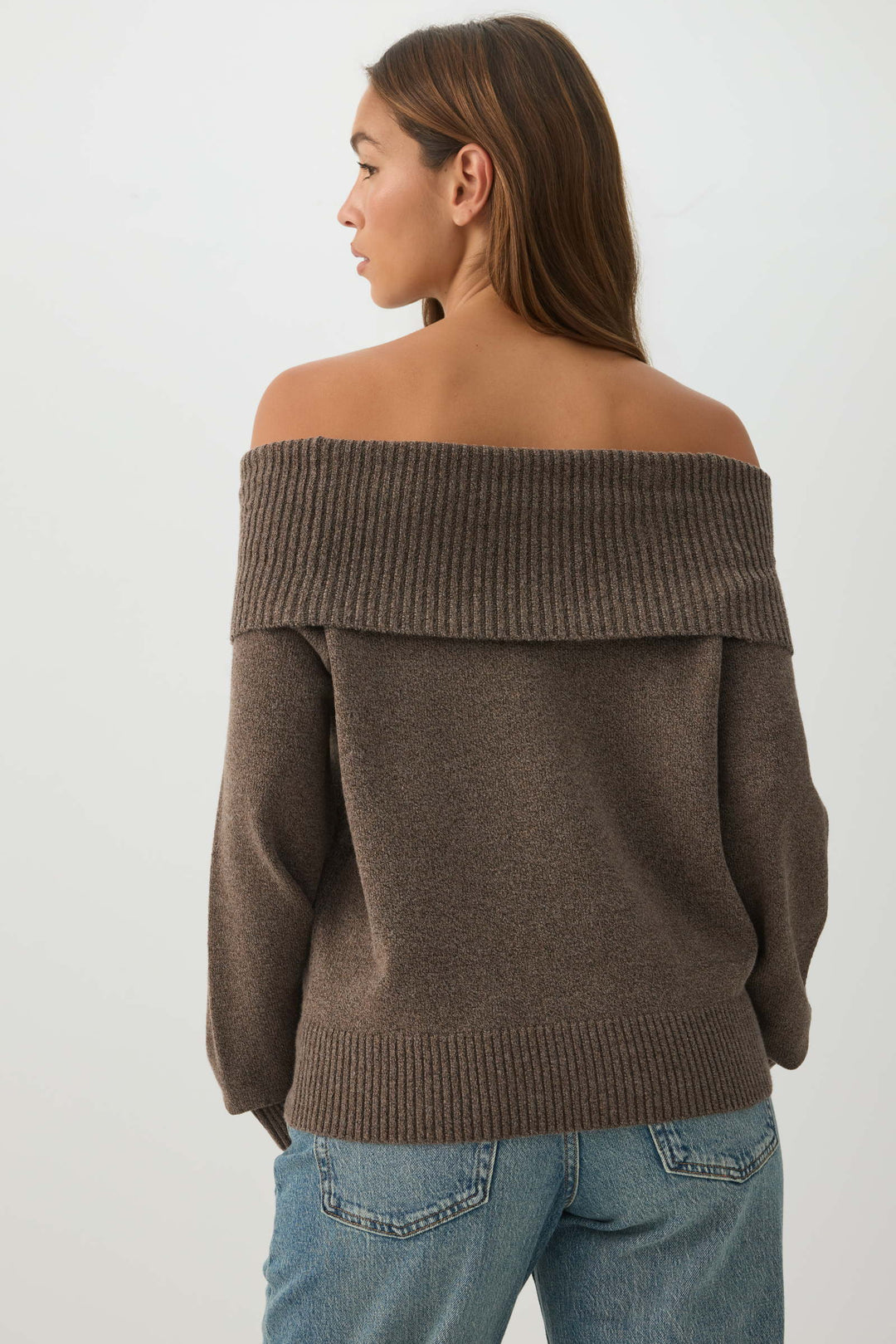 MODERAKNIT™ Off Shoulder Foldover Sweater