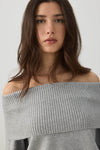 MODERAKNIT™ Off Shoulder Foldover Sweater