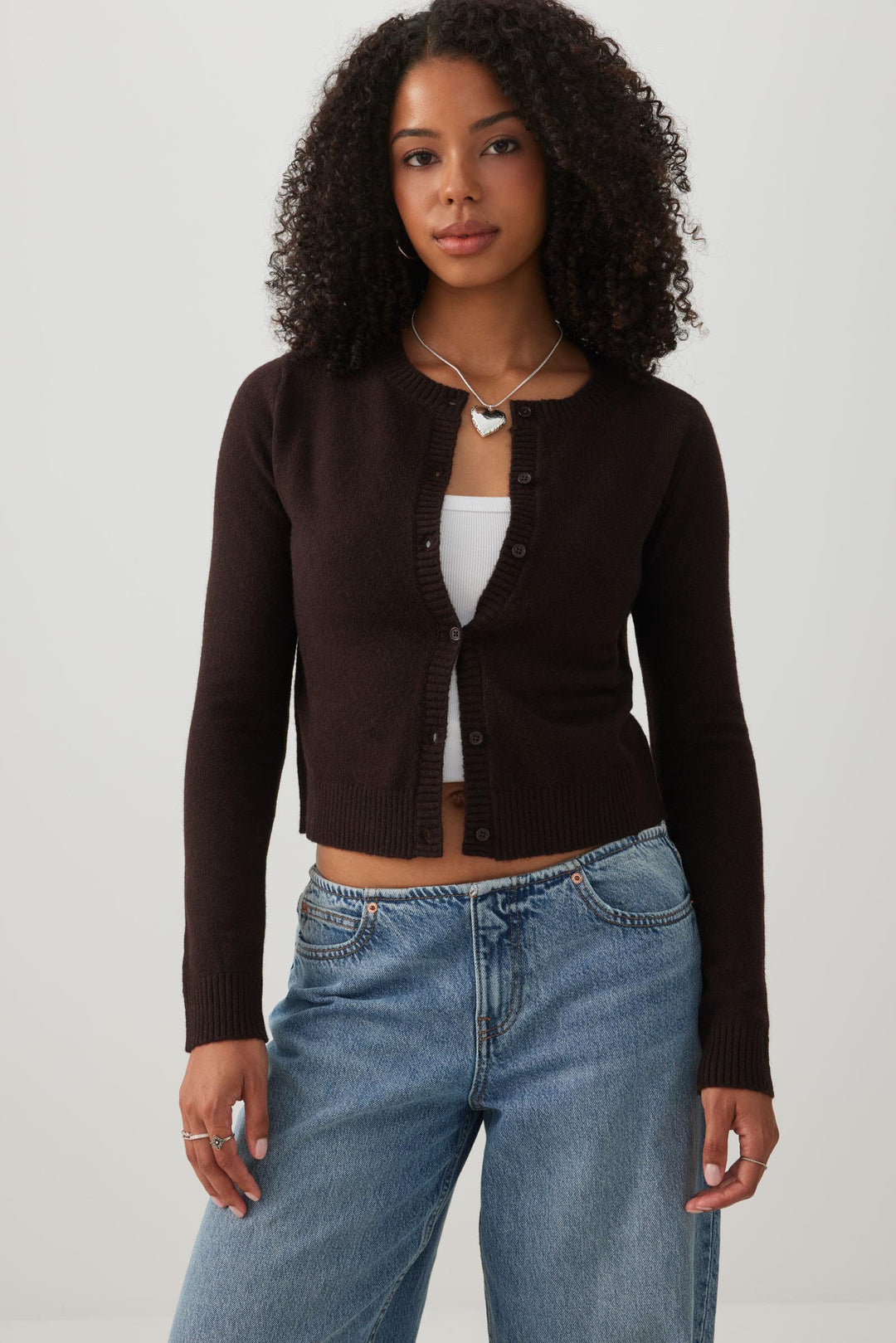 Cropped Button Front Cardigan