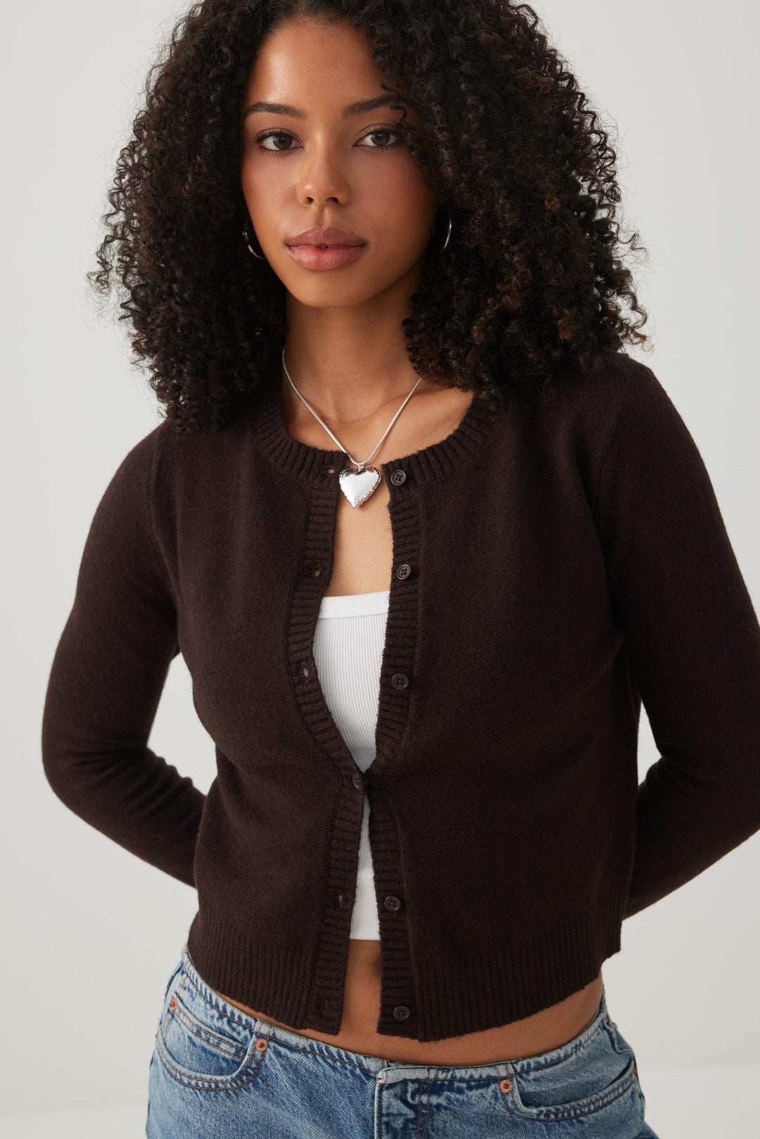 Cropped Button Front Cardigan