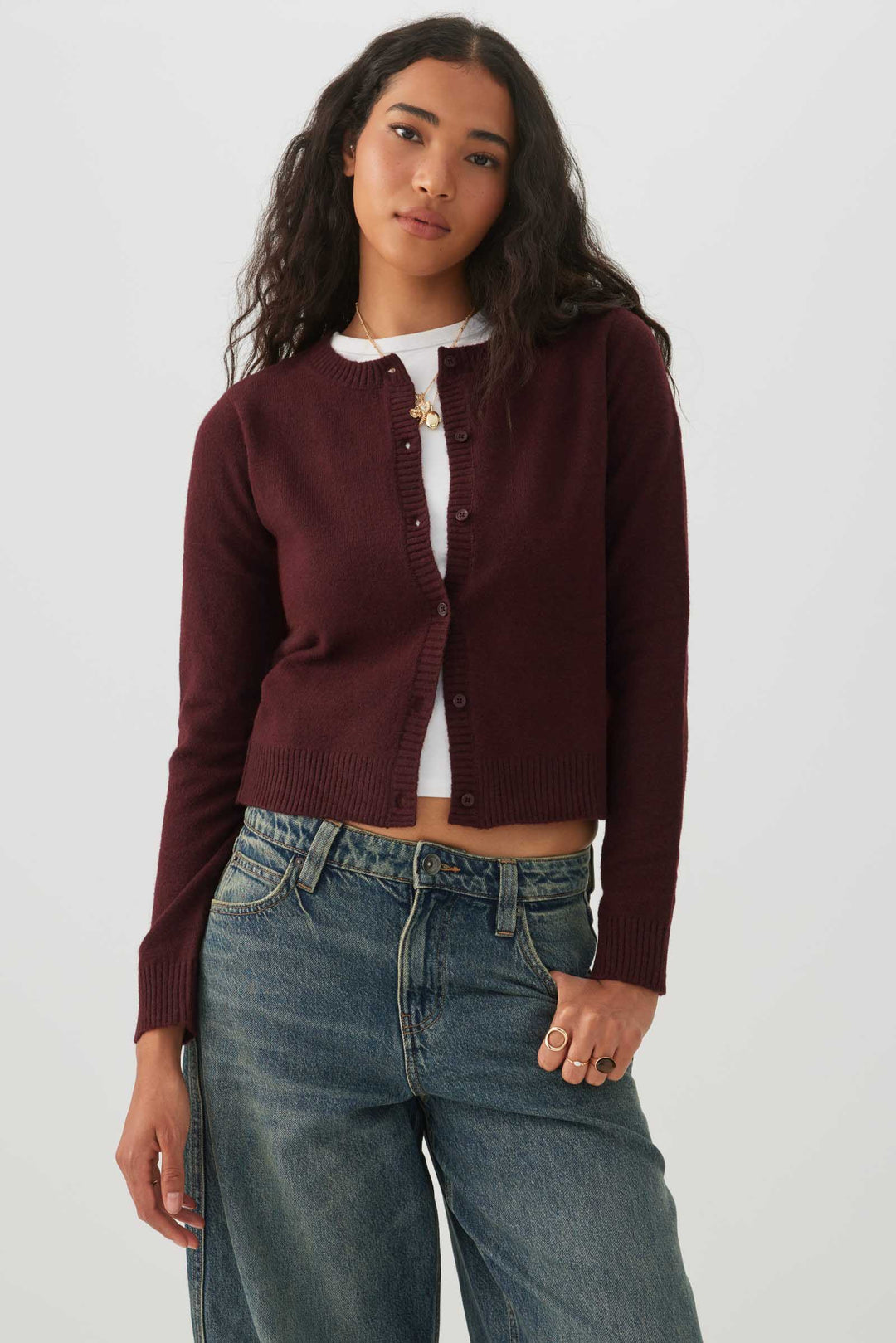 Cropped Button Front Cardigan