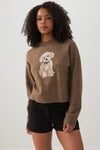 Puppy Jacquard Crew Neck Sweater