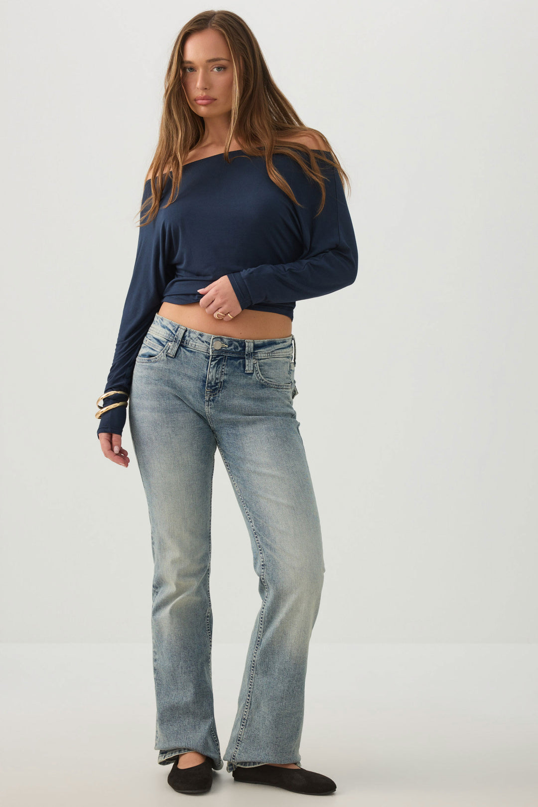 Off Shoulder Cropped Knit Top
