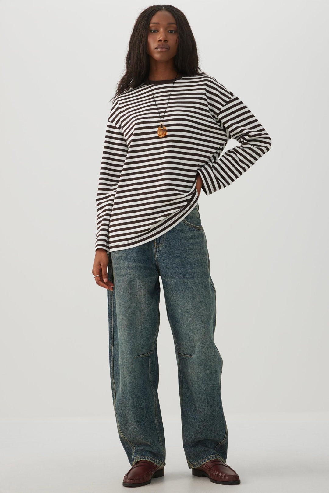 Striped Jersey Long Sleeve Top