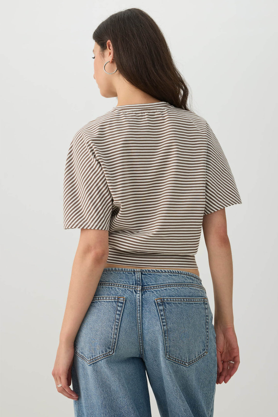 Striped Crop Batwing Sleeve Top