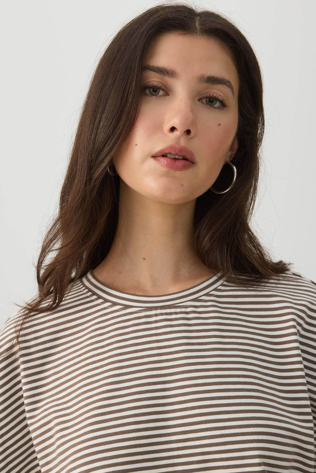Striped Crop Batwing Sleeve Top