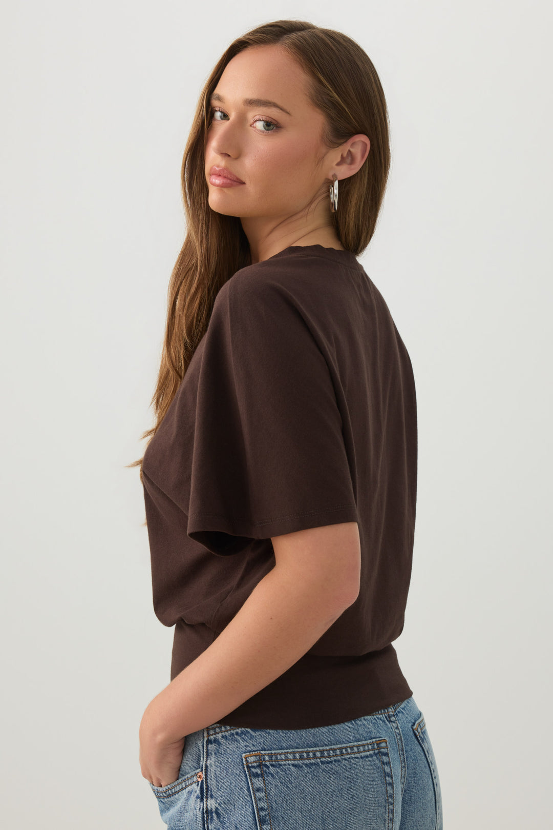 Cropped Batwing Sleeve Top