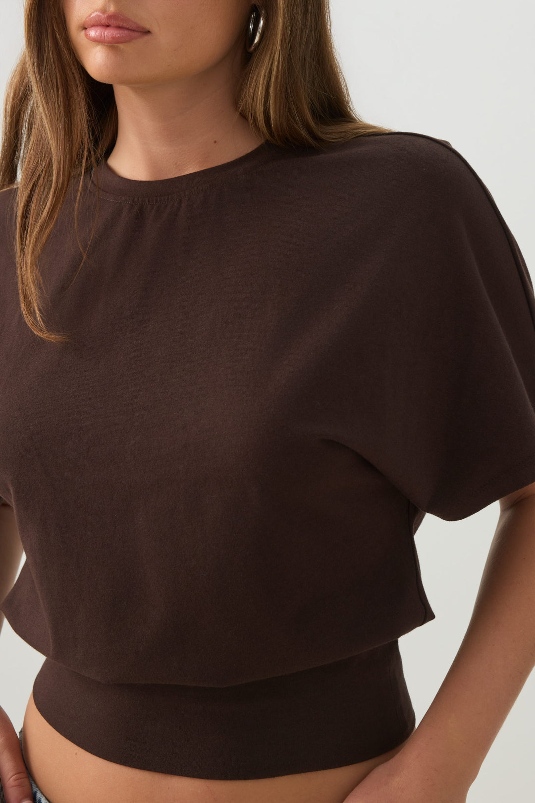 Cropped Batwing Sleeve Top