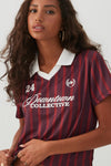 Striped Mesh Polo Top