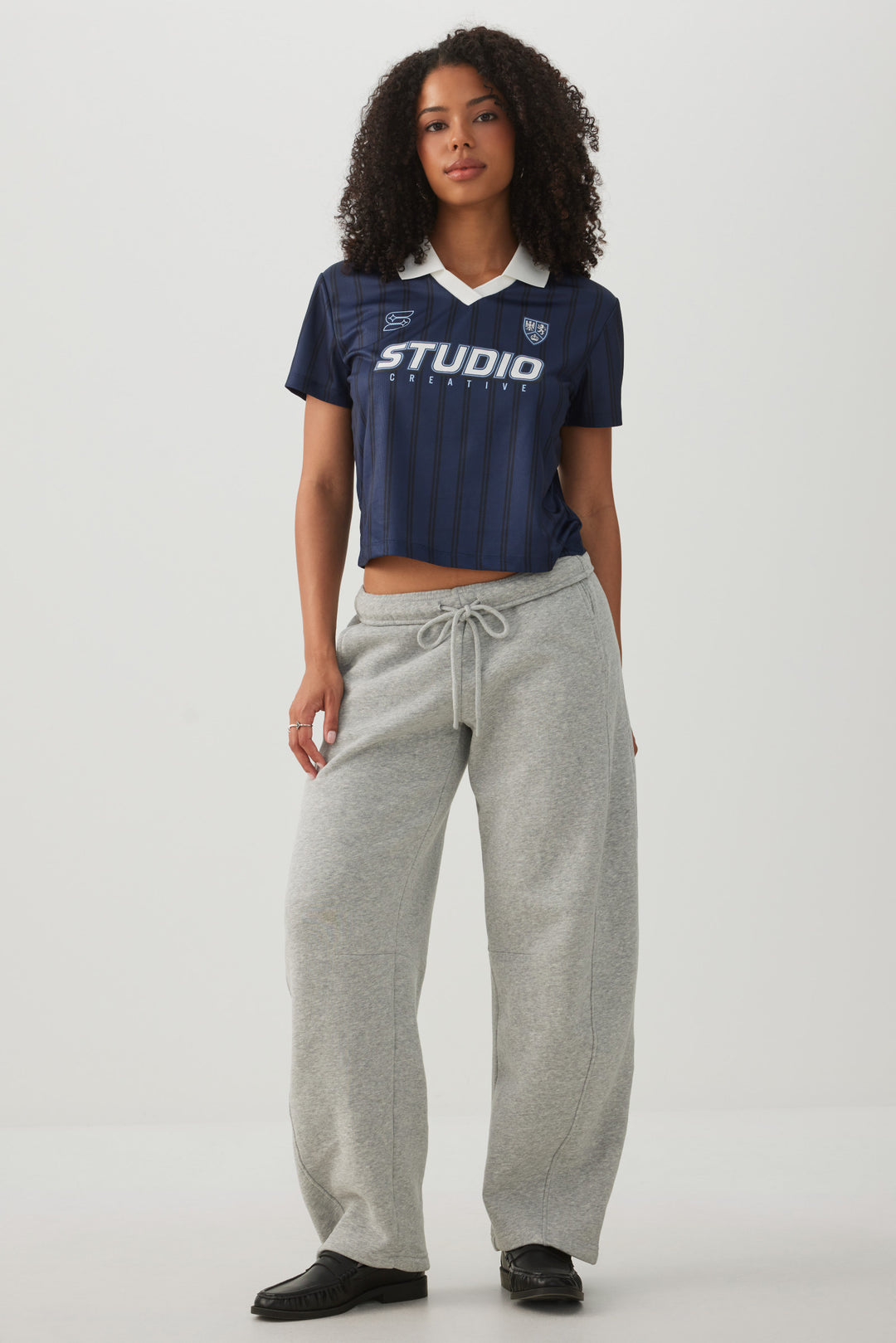 Striped Mesh Polo Top