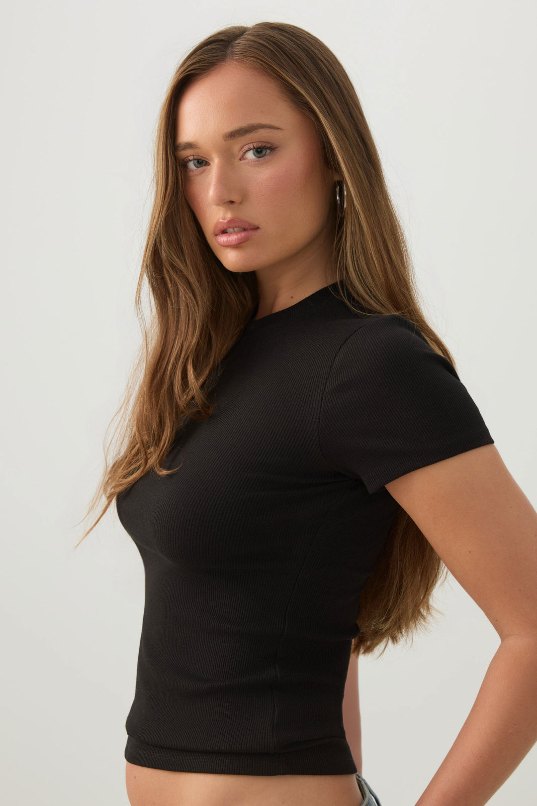 Rib Crew Neck T-Shirt