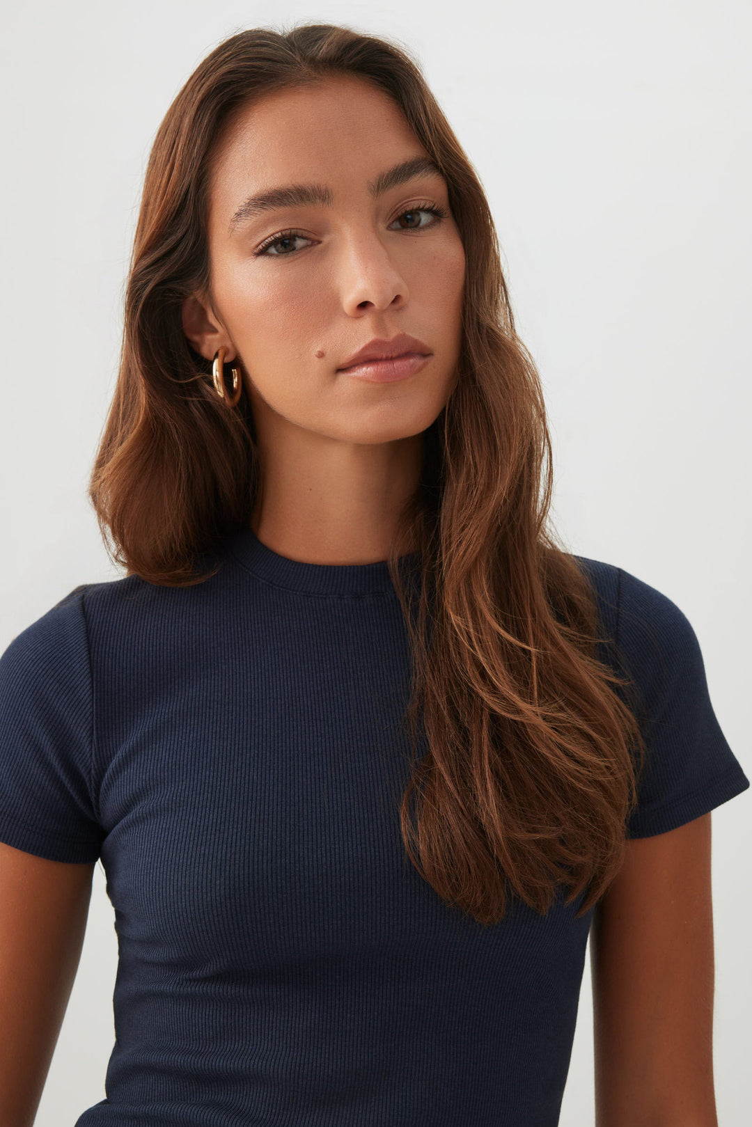 Rib Crew Neck T-Shirt