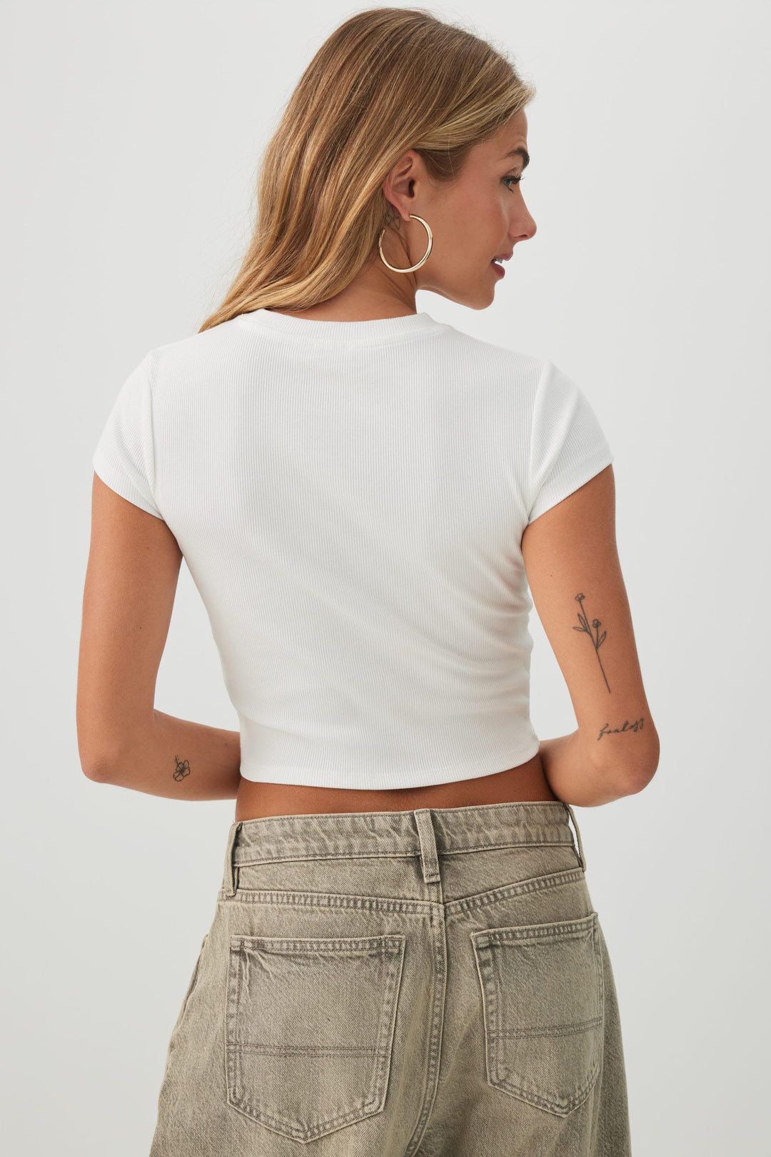 Rib Crew Neck Crop T-Shirt