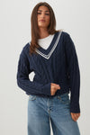 Cable Knit V-Neck Sweater