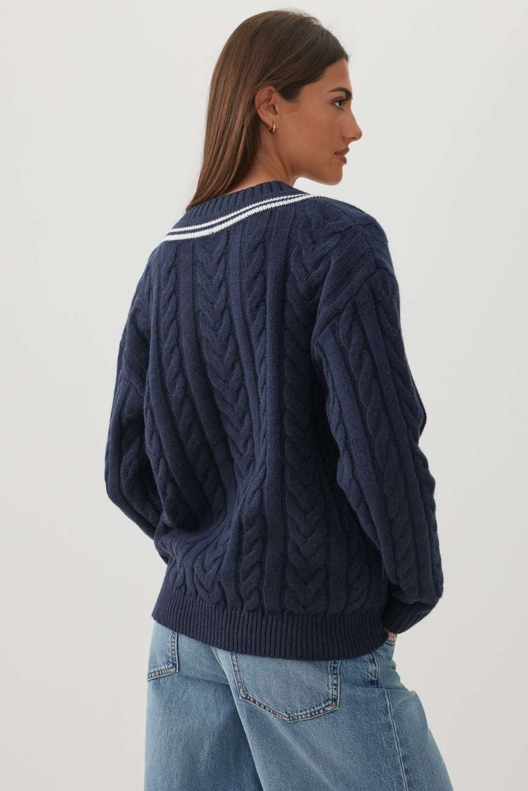 Cable Knit V-Neck Sweater