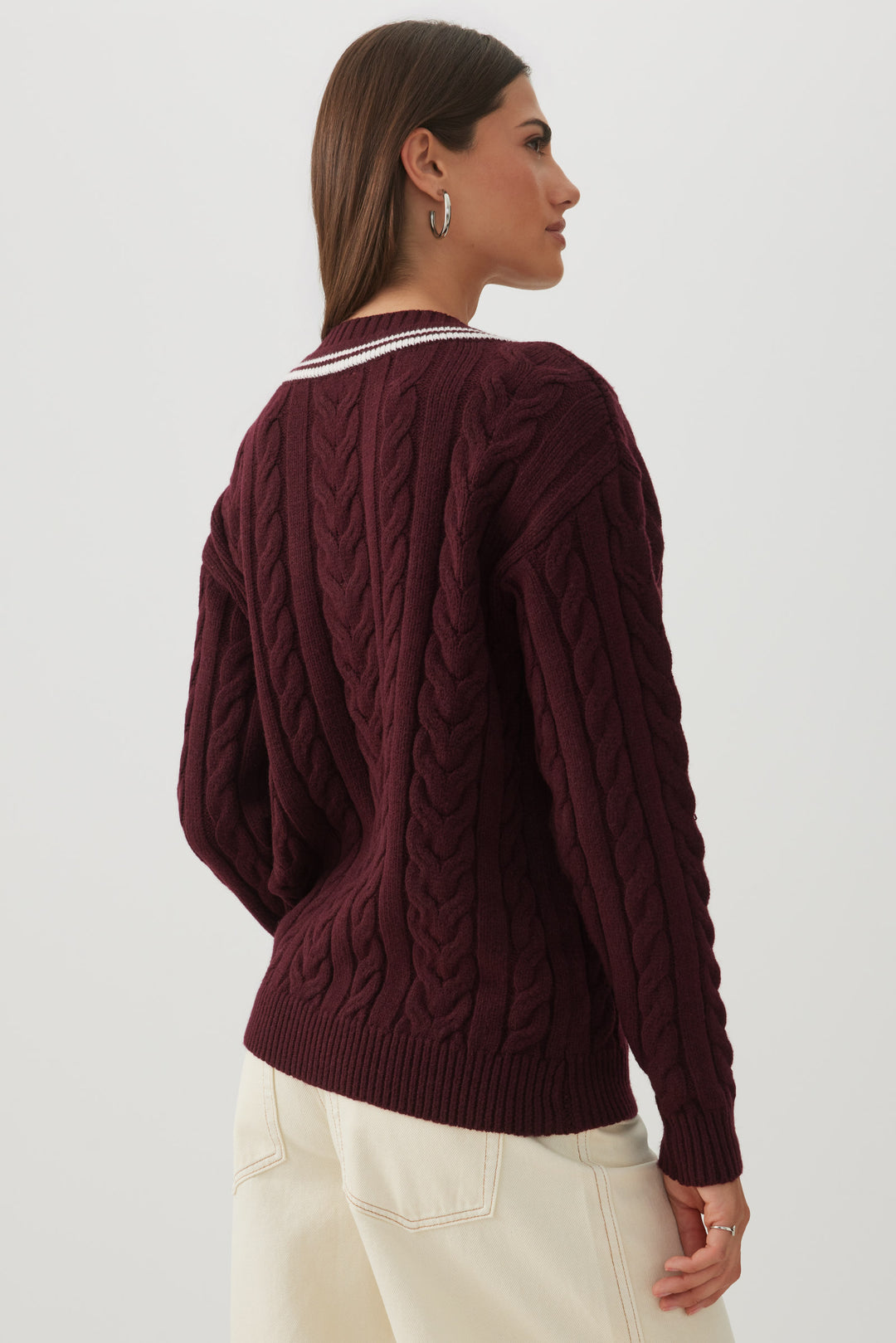 Cable Knit V-Neck Sweater