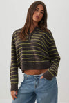 Striped Button Neck Sweater