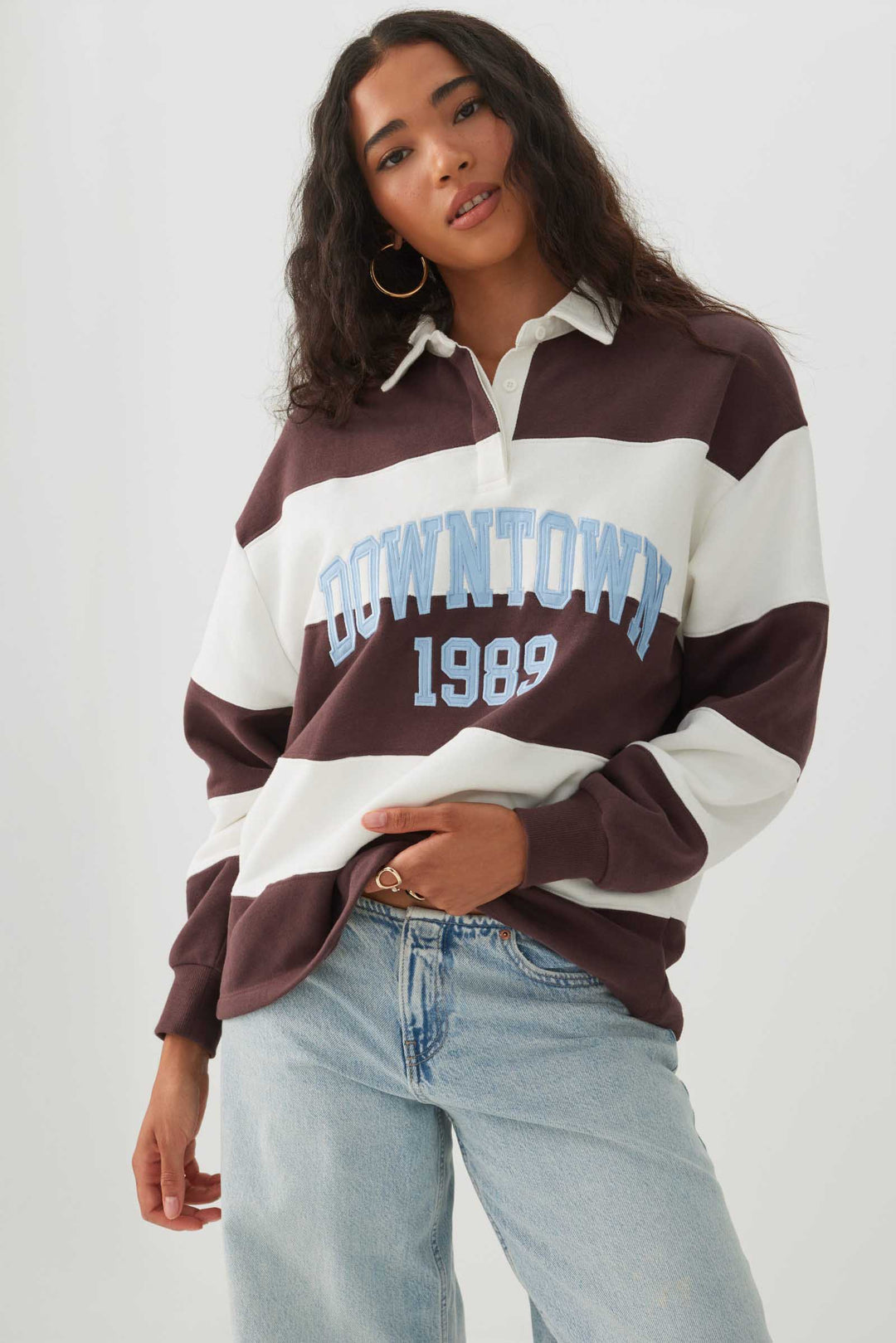 Striped Graphic MADESOFT™ Polo Sweatshirt