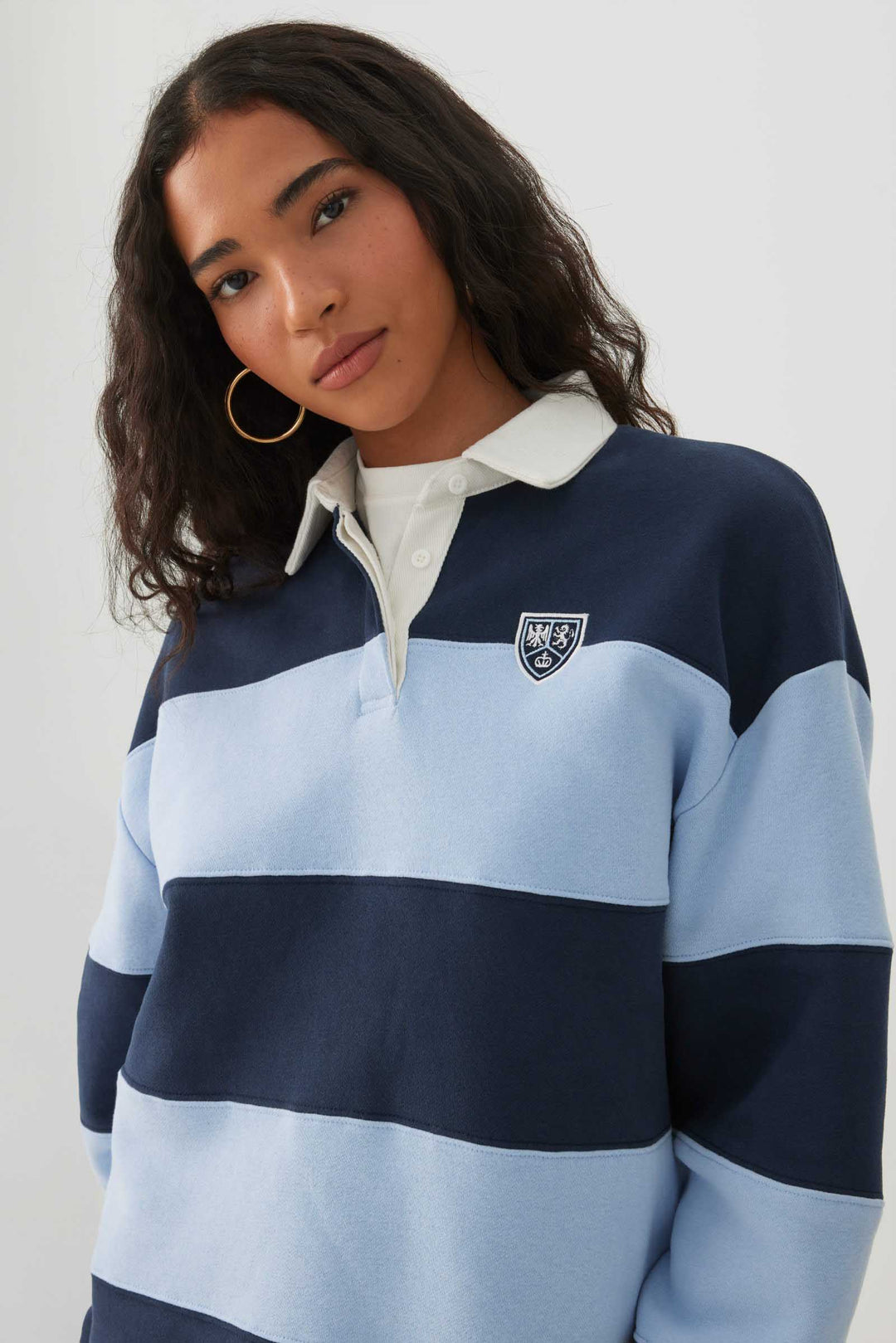Chandail polo rayé Molleton MADESOFT™