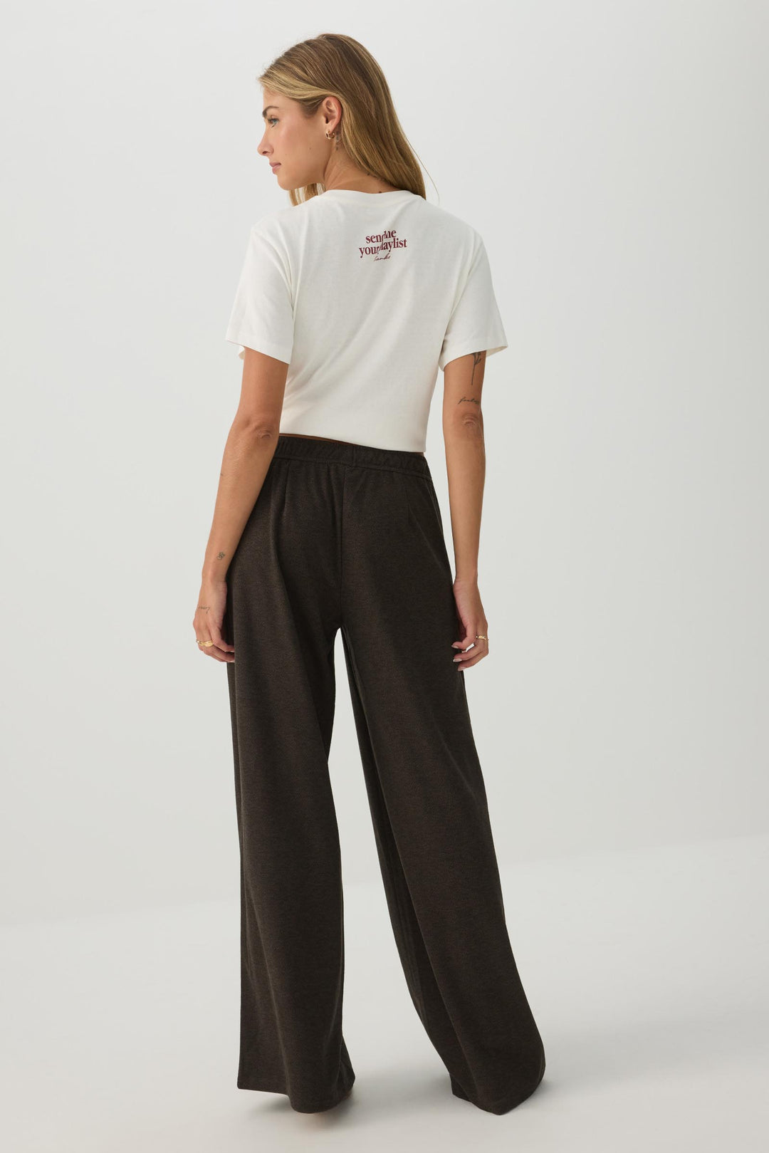 Pleated Wide Leg Knit Pants
