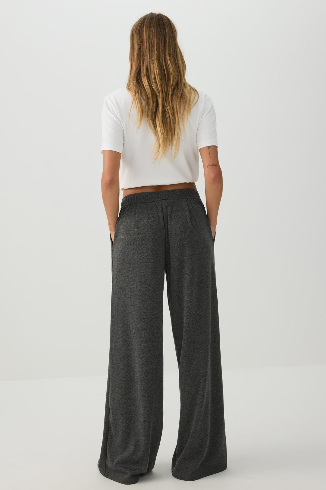 Pleated Wide Leg Knit Pants