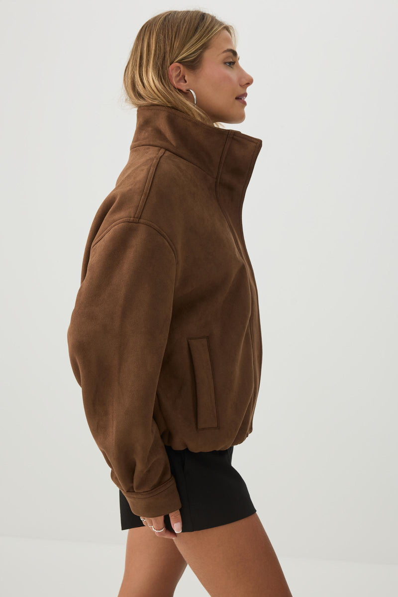 Veste à glissière en faux suède