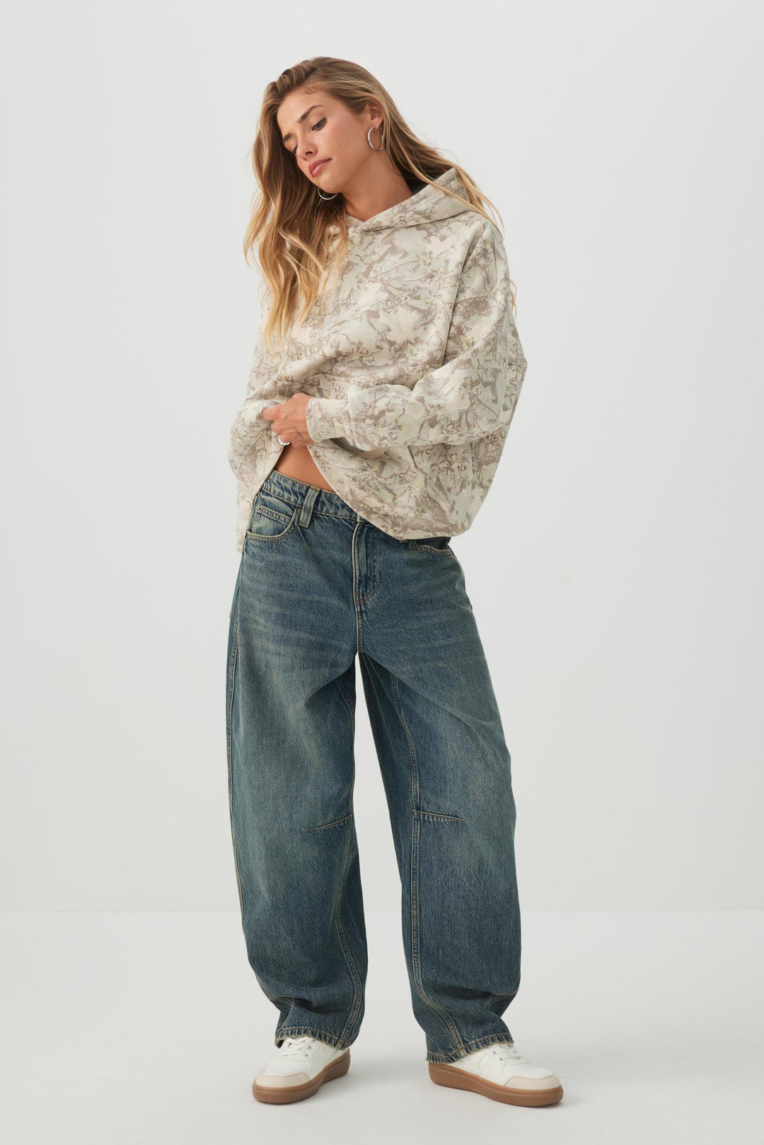 Foliage Print Relaxed Hoodie