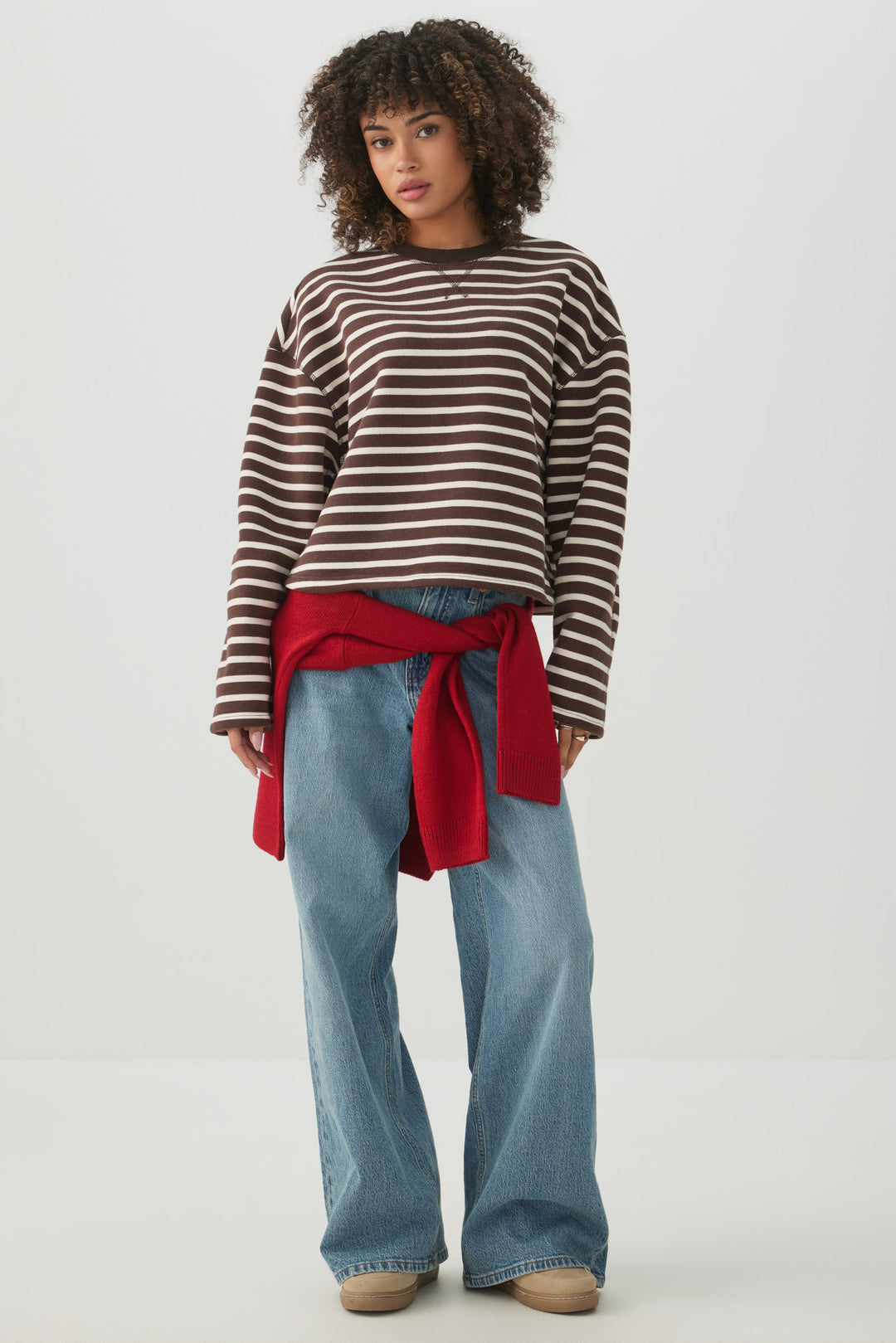 Striped Wide Sleeve Sweatshirt