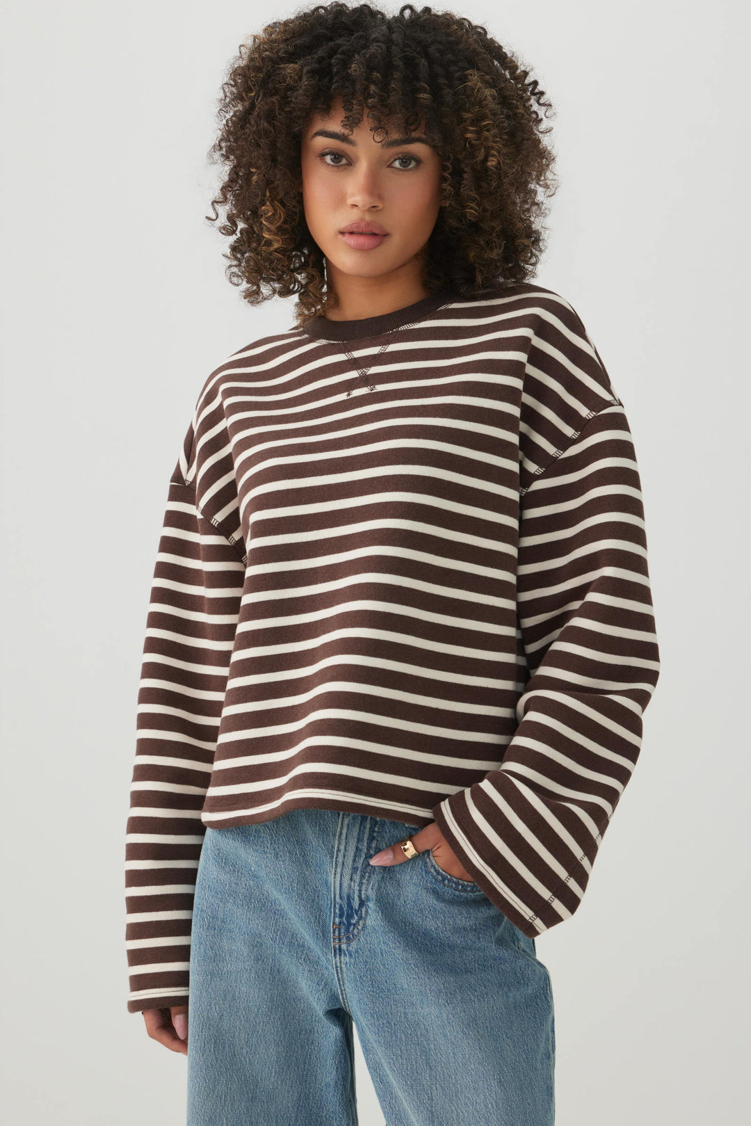 Striped Wide Sleeve Sweatshirt