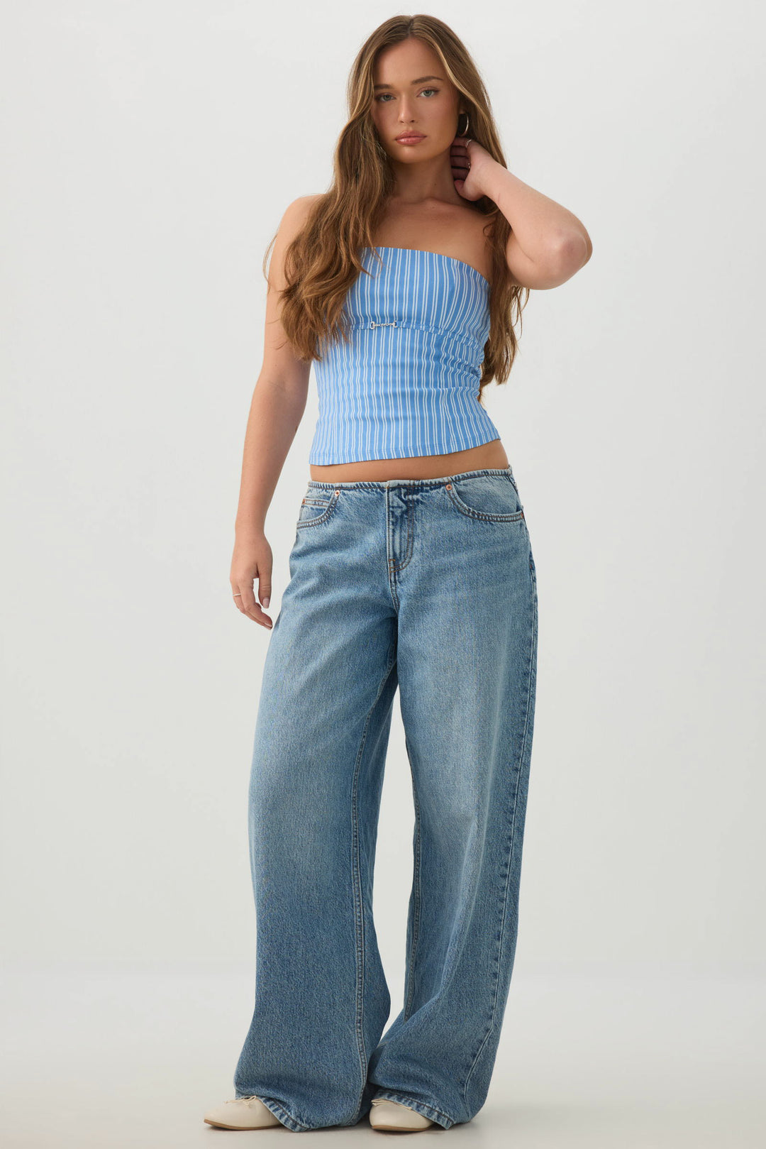 Striped Metal Trim Tube Top