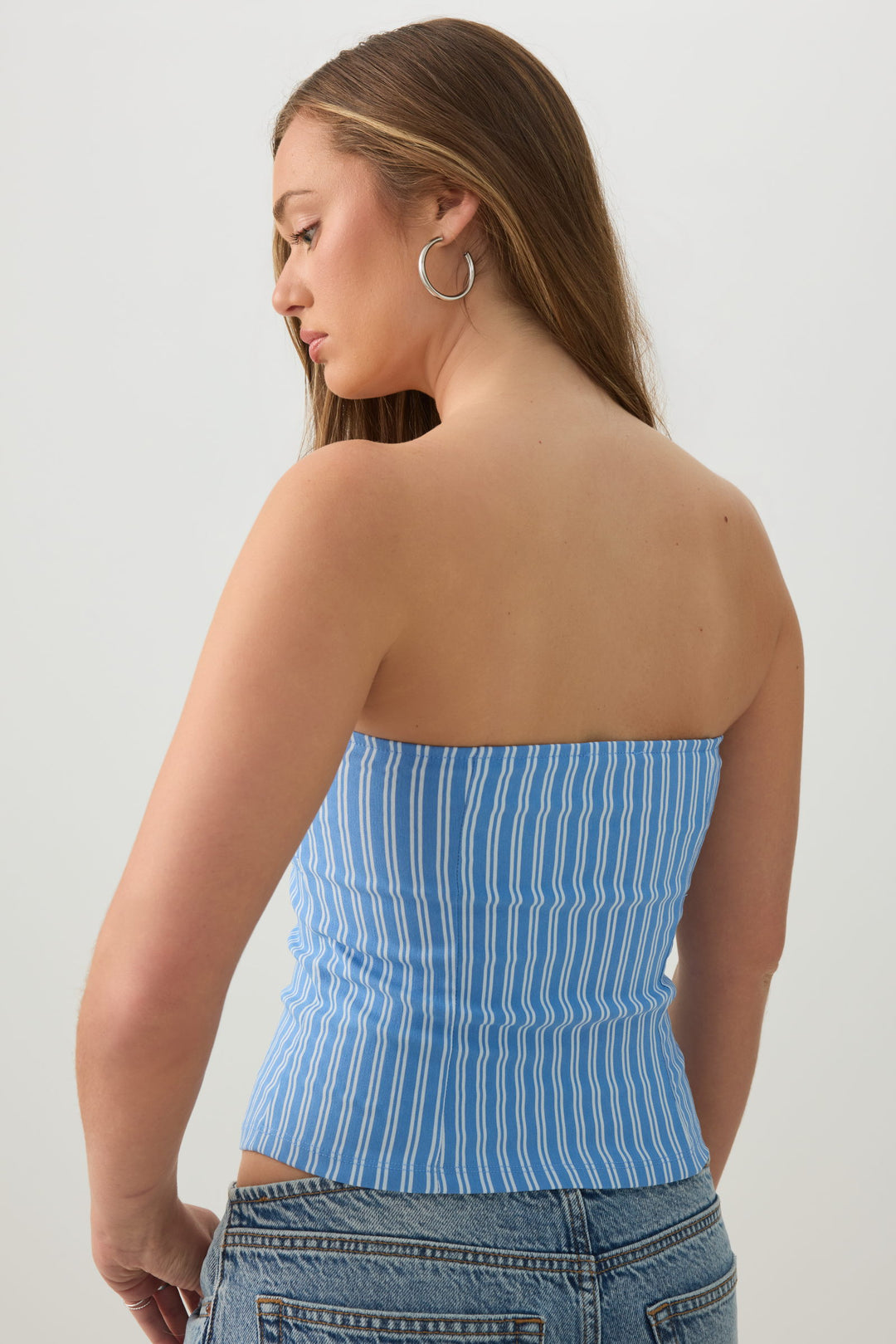 Striped Metal Trim Tube Top