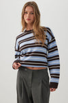 Striped Crop Crew Neck Sweater